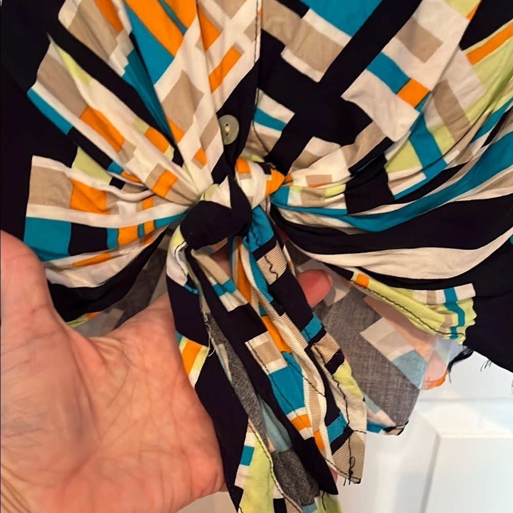 # Ruby Rd. 2X Graphic Tie-Front Blouse - Picture 4 of 6